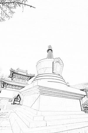 Pagoda architectural landscape in a templeの写真素材