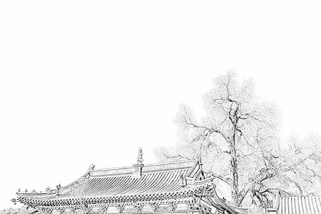 Gray roof in the Five Pagoda Temple, Hohhot city, Inner Mongolia autonomous region, Chinaの写真素材