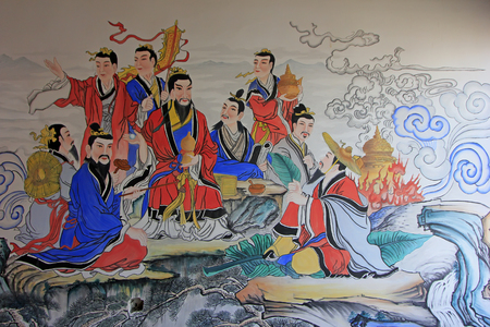 Hohhot City - February 6: eight immortals mural in the Mammon temple, on February 6, 2015, Hohhot city, Inner Mongolia autonomous region, Chinaのeditorial素材
