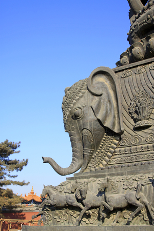 Hohhot City - February 6: Bronze elephant sculptures in the Dazhao Lamasery, on February 6, 2015, Hohhot city, Inner Mongolia autonomous region, Chinaの写真素材