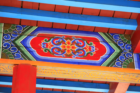 animal modelling painted decoration in a temple, closeup of photoの写真素材