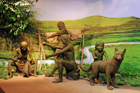 Hohhot City - February 7: Hongshan ancient living sculpture in the Inner Mongolia Museum, on February 7, 2015, Hohhot city, Inner Mongolia autonomous region, Chinaのeditorial素材