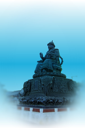 Alatan Khan bronze statue in Hohhot DaZhao Templeの写真素材