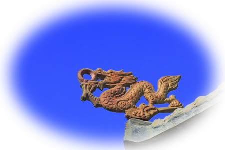 dragon modelling sculpture in a temple, closeup of photoの写真素材