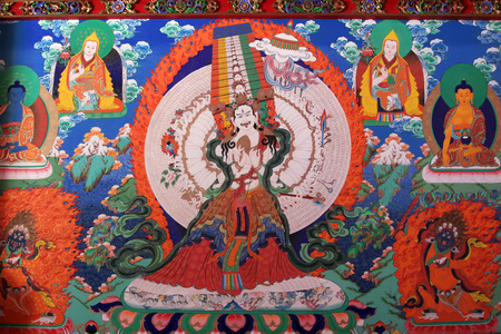 Hohhot City - February 6: Color mural in the Dazhao Lamasery, on February 6, 2015, Hohhot city, Inner Mongolia autonomous region, Chinaのeditorial素材