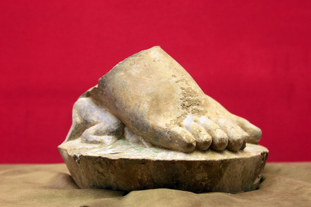 stone carving Buddha feet in a museum, closeup of photoのeditorial素材