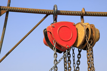 industrial tools, pulley sling, closeup of photo