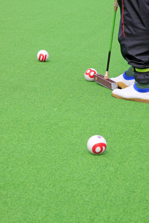 Chinese gate ball and athlete's legs, closeup of photoのeditorial素材