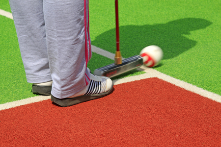 Chinese gate ball and athlete's legs, closeup of photoのeditorial素材