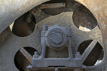 oxidation rust metal parts, closeup of photoの写真素材