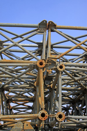 oxidation rust steel framed structure, closeup of photoの写真素材