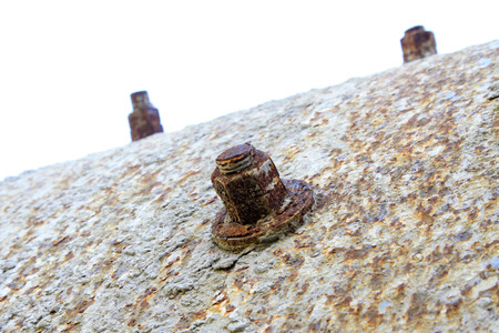 oxidation rust metal screw, closeup of photo