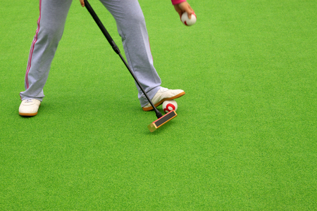 Chinese gate ball and athlete's legs, closeup of photoの写真素材