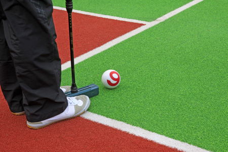 Chinese gate ball and athlete's legs, closeup of photoのeditorial素材