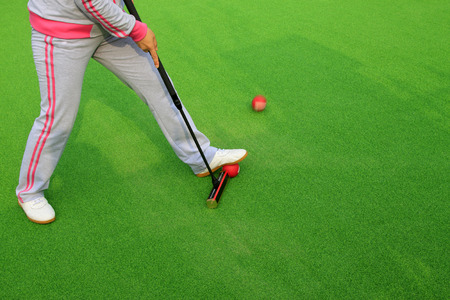 Chinese gate ball and athlete's legs, closeup of photoの写真素材