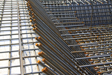 Screw thread steel bar framework in the construction site