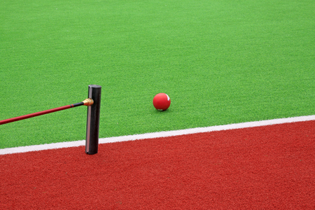 Chinese gate ball and ball arm, closeup of photoの写真素材