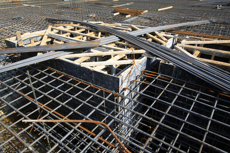 Reinforced concrete casting framework on the construction site