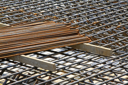 Screw thread steel bar framework, in the construction site