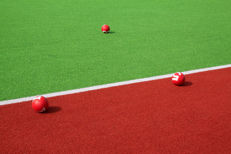Chinese gate ball in color plastic playground, closeup of photoの写真素材