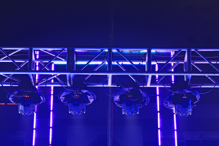 stage lights and metal frame, closeup of photo
