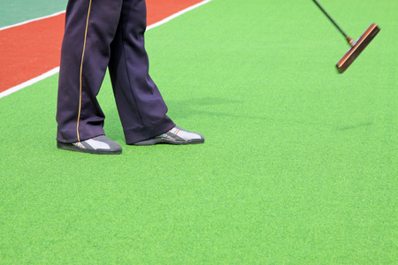 Chinese gate ball and athlete's legs, closeup of photoのeditorial素材