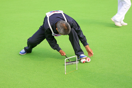 Luannan County - May 8: sportsman in Chinese gate ball match scene, on May 8, 2015, Luannan County, Hebei Province, China.のeditorial素材