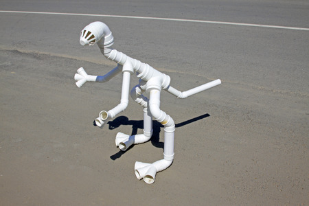 animal model of PVC plastic pipe material combination, closeup of photoの写真素材