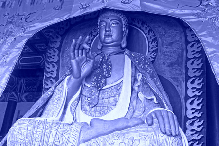 buddha in a temple, closeup of photoの写真素材