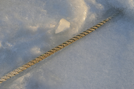 coir rope in sea iceの写真素材