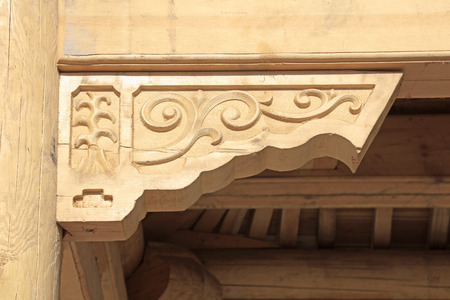 Primary color wood trim, closeup of photoの写真素材