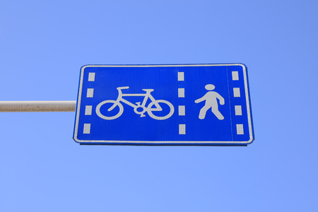 bicycle roads and sidewalks mark, closeup of photoの写真素材