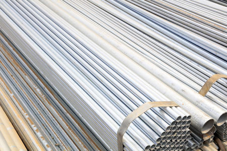 Steel tube industrial materials in the construction site