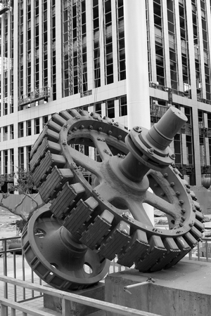Big gear in an industrial park, closeup of photo