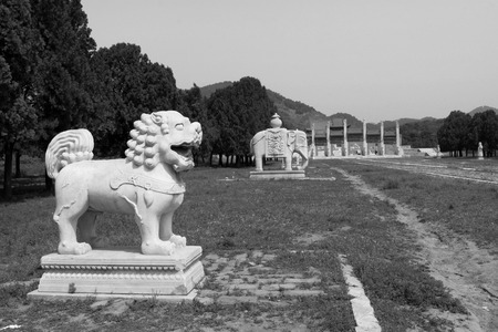 ZUNHUA MAY 18,Stone animal landscape architecture in the Eastern Tombs of the Qing Dynasty on may 18, 2014, Zunhua county, Hebei Province, China.のeditorial素材