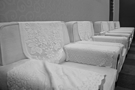 sofa in a conference room, closeup of photoの写真素材