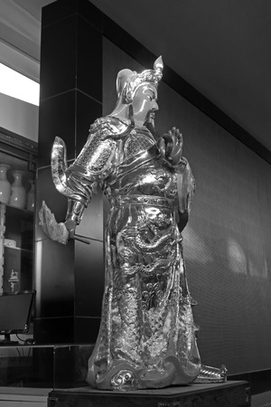 Chinese traditional art GuanYu sculpture, closeup of photoの写真素材