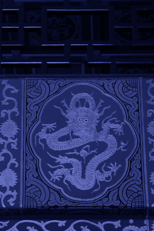 Chinese traditional style architecture colored drawing, closeup of photoの写真素材