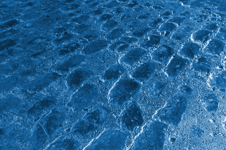 Broken brick on the ground, closeup of photoの写真素材