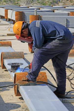 Welders in the construction siteのeditorial素材