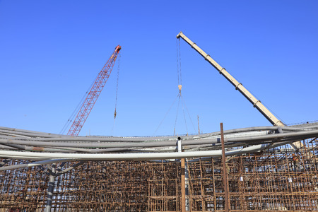 Steel frame in the construction siteのeditorial素材