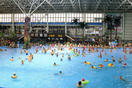 FengRun County - June 6: water slides in the indoor playground, on June 6, 2015, FengRun County, hebei province, Chinaのeditorial素材