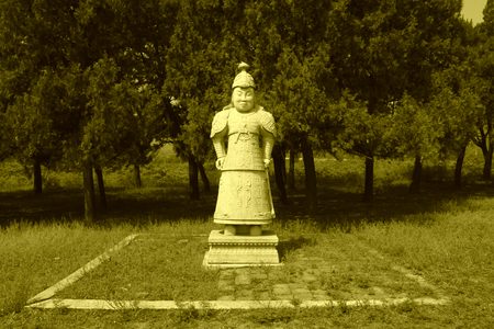 ZUNHUA MAY 18 military officer sculpture in the Eastern Tombs of the Qing Dynasty on may 18, 2014, Zunhua county, Hebei Province, China.のeditorial素材