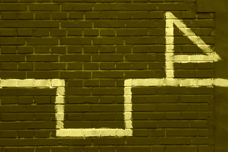 Graphic symbol in dark red house on the wallの写真素材