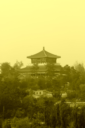 BEIJING - OCTOBER 23: Chinese traditional landscape architecture in a garden, on october 23, 2014, Beijing, China.のeditorial素材