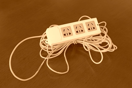 Wire and socket, closeup of photoの写真素材