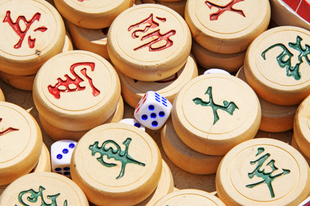Chinese chess and diceの写真素材