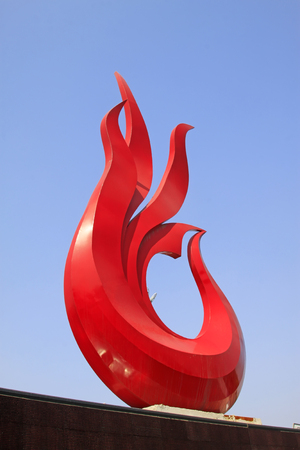 Tangshan - May 30: flame sculptures in the park, on May 30, 2015, tangshan city, hebei province, Chinaのeditorial素材