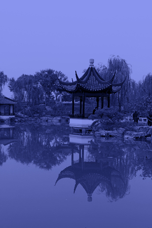 BEIJING - OCTOBER 23: Jiangnan architectural style pavilion, on october 23, 2014, Beijing, China.のeditorial素材