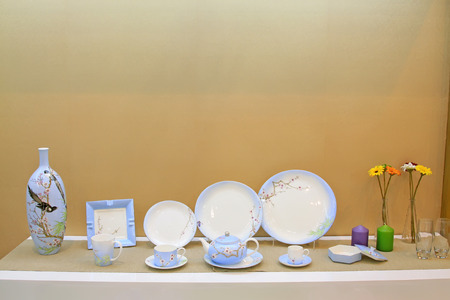 Ceramic plates and tea setsのeditorial素材